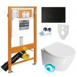 Potinkinis pakabinamo wc komplektas WERIT SWITCH juodu matiniu mygtuku ir GSI Modo pakabinamas klozetas su SWIRLFLUSH&reg; nuplovimo sistema