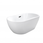 Besco Navia akrilinė vonia 150x80 cm su persipylimu juodos matinės spalvos dangteliais