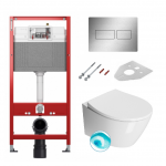 Komplektas Tece rėmas su Tece Solid mygtuku ir pakabinamas klozetas GSI Modo su SWIRLFLUSH&reg; nuplovimo sistema