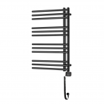 Elektrinis rank&scaron;luosčių džiovintuvas POSEIDON 450x740 mm juodas matinis de&scaron;ininis su tenu su laidu