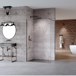 Du&scaron;o sienelė New trendy Nesta 140x200 cm skaidrus stiklas, braižyto gunmetal spalvos profiliai