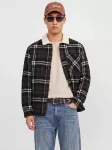 JACK & JONES Flisinis džemperis 'JJZAC' tamsiai ruda / juoda / balta