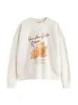 Next Megztinis be užsegimo 'Pumpkin Latte Snoopy Licence' nebalintos drobės spalva / ruda / &scaron;viesiai ruda / juoda