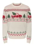 Only & Sons Megztinis 'ONSX-MAS 1' smėlio spalva / žalia / raudona