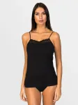 zd ZERO DEFECTS Apatiniai mar&scaron;kinėliai 'Afrodita Lace straight neck Soy fiber' juoda