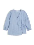 TOMMY HILFIGER Palaidinė 'Relaxed Fit Pure Wrap Blouse' smėlio spalva / tamsiai mėlyna / &scaron;viesiai mėlyna