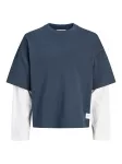 Jack & Jones Junior Megztinis be užsegimo 'JCOECHO' tamsiai mėlyna / balta