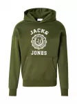 JACK & JONES Megztinis be užsegimo 'JJVICTO' alyvuogių spalva / balta
