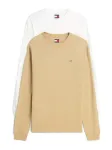 Tommy Jeans Mar&scaron;kinėliai 'Tommy Flag Slim Long Sleeve T' smėlio spalva / balta