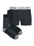 JACK & JONES Boxer trumpikės 'JACORDINARY' tamsiai mėlyna / margai pilka