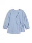 TOMMY HILFIGER Palaidinė 'Relaxed Fit Pure Wrap Blouse' smėlio spalva / tamsiai mėlyna / &scaron;viesiai mėlyna
