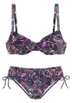 LASCANA Bikinis tamsiai žalia / purpurinė / rožinė / juoda