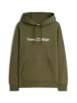 TOMMY HILFIGER Megztinis be užsegimo nebalintos drobės spalva / alyvuogių spalva / ugnies raudona