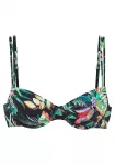 VENICE BEACH Bikinio vir&scaron;utinė dalis smaragdinė spalva / purpurinė / oranžinė / juoda