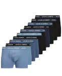 JACK & JONES Boxer trumpikės 'Solid Blue' tamsiai mėlyna / indigo spalva / mėlyna dūmų spalva / juoda