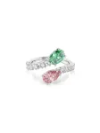Swarovski Žiedas žalia / rožių spalva / sidabrinė