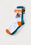 Happy Socks Kojinės 'Bike Wolf' benzino spalva / oranžinė / juoda / balta