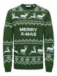 Only & Sons Megztinis 'ONSXmas' tamsiai žalia / balta