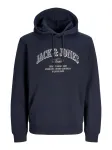 JACK & JONES Megztinis be užsegimo 'JJEDenver' tamsiai mėlyna jūros spalva / balta