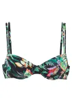 VENICE BEACH Bikinio vir&scaron;utinė dalis smaragdinė spalva / purpurinė / oranžinė / juoda