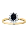 DIAMANT LETERNEL Žiedas 'Cluster-Ring aus 375 Gelbgold mit Diamant mit Saphir' auksas