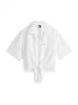Tommy Jeans Palaidinė 'Crinkle Front Short Sleeve' balta
