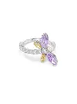 Swarovski Žiedas geltona / purpurinė / sidabrinė / skaidri spalva