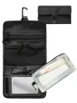 TRAVEL DUDE Tualeto reikmenų / kosmetikos krep&scaron;ys 'Faltbare Kulturtasche f&uuml;r Damen & Herren &ndash; Kulturbeutel zum Aufh&auml;ngen, Flache Waschtasche & Kosmetiktasche klein, Duschtasche Camping mit 1 Liter Beutel Flugzeug Handgep&auml;ck' juoda