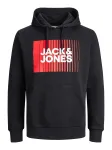 JACK & JONES Megztinis be užsegimo 'JJECorp' spanguolių spalva / juoda / balta