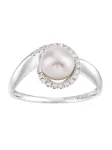 DIAMANT LETERNEL Žiedas 'Ring aus 375 Wei&szlig;gold mit 0.08 Karat Diamant mit Perle' sidabrinė