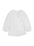 TOMMY HILFIGER Palaidinė 'Relaxed Fit Pure Wrap Blouse' balta