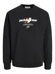 JACK & JONES Megztinis be užsegimo 'JCOCLUB BRANDING' juoda / balta / balk&scaron;va