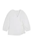 TOMMY HILFIGER Palaidinė 'Relaxed Fit Pure Wrap Blouse' balta