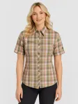 deproc Funkcinė palaidinė 'Outdoorbluse Copper Damen Kurzarmbluse kariert Funktionsbluse' alyvuogių spalva