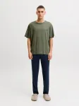 JACK & JONES Ilga pižama 'JACEVEREST' tamsiai mėlyna / alyvuogių spalva