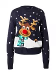 VERO MODA Megztinis 'VMFrostydeer' tamsiai mėlyna / ruda / žalia / balta