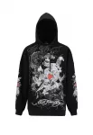 Ed Hardy Megztinis be užsegimo 'Death Or Glory Love' pilka / raudona / juoda / balta