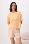 Trendyol Pižama su &scaron;ortais oranžinė / balta