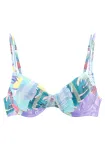 VENICE BEACH Bikinio vir&scaron;utinė dalis 'Varia' turkio spalva / &scaron;viesiai mėlyna / geltona / pastelinė violetinė