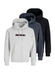 JACK & JONES Megztinis be užsegimo 'JJMUNK' tamsiai mėlyna jūros spalva / raudona / juoda / margai balta