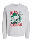 JACK & JONES Megztinis be užsegimo 'JJMERRY SKULL XMASK' žalia / ugnies raudona / juoda / margai balta