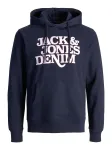 JACK & JONES Megztinis be užsegimo 'Rack' tamsiai mėlyna / balta
