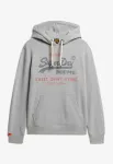 Superdry & Co Megztinis be užsegimo 'Heritage' margai mėlyna / margai pilka / margai raudona