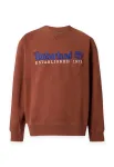 TIMBERLAND Megztinis be užsegimo 'ESTABLISHED 1973' dramblio kaulo / tamsiai mėlyna / ruda (konjako)