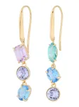 Swarovski Auskarai sodri mėlyna (&bdquo;karali&scaron;ka&ldquo;) / auksas / žalia / purpurinė