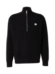Calvin Klein Jeans Megztinis 'Waffle Quarter-zip' juoda / balta