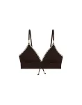 WE Fashion Bikinio vir&scaron;utinė dalis tamsiai ruda / balta