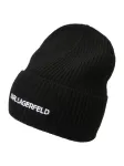 Karl Lagerfeld Megzta kepurė 'Essential' juoda / balta