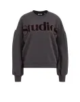 WE Fashion Megztinis be užsegimo tamsiai pilka / juoda