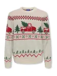 Only & Sons Junior Megztinis 'OSJX-MAS 1' rusvai pilka / tamsiai žalia / raudona